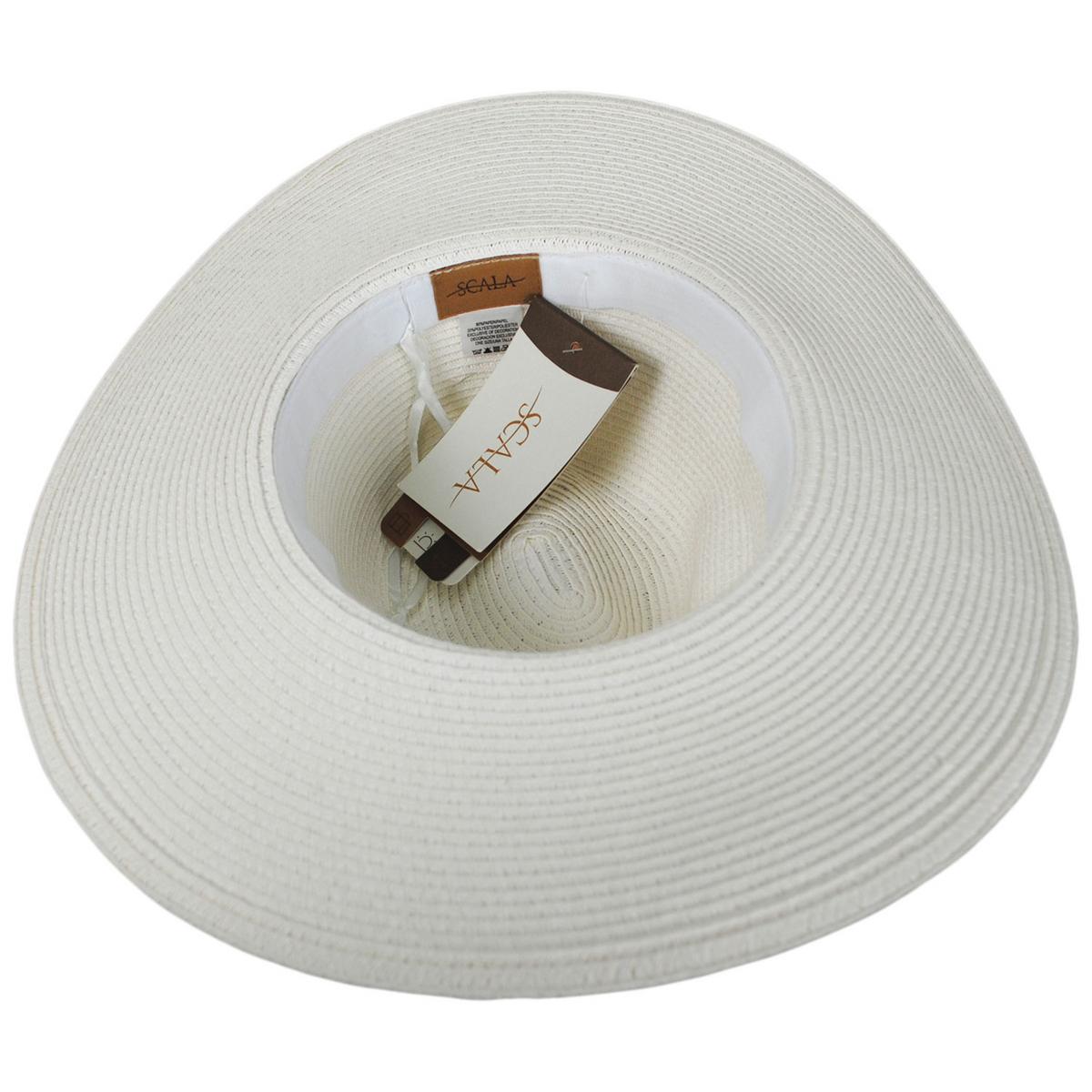 Scala | Misa Toyo Braid Straw Safari Fedora Hat | 105504 | under | WHITE