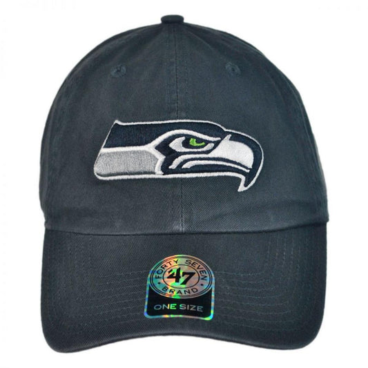 47 Brand | Seattle Seahawks NFL Clean Up Strapback Baseball Cap Dad Hat | 203590 | front | NAVY