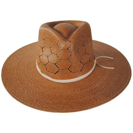 BRIXTON HATS | Porto Toyo Straw Fedora Hat - Spring | 104068SP | front | ITALIAN CLAY