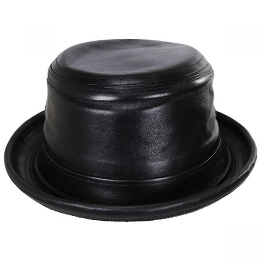 NEW YORK HAT CO | Lambskin Leather Bucket Hat | 187101 | front | BLACK