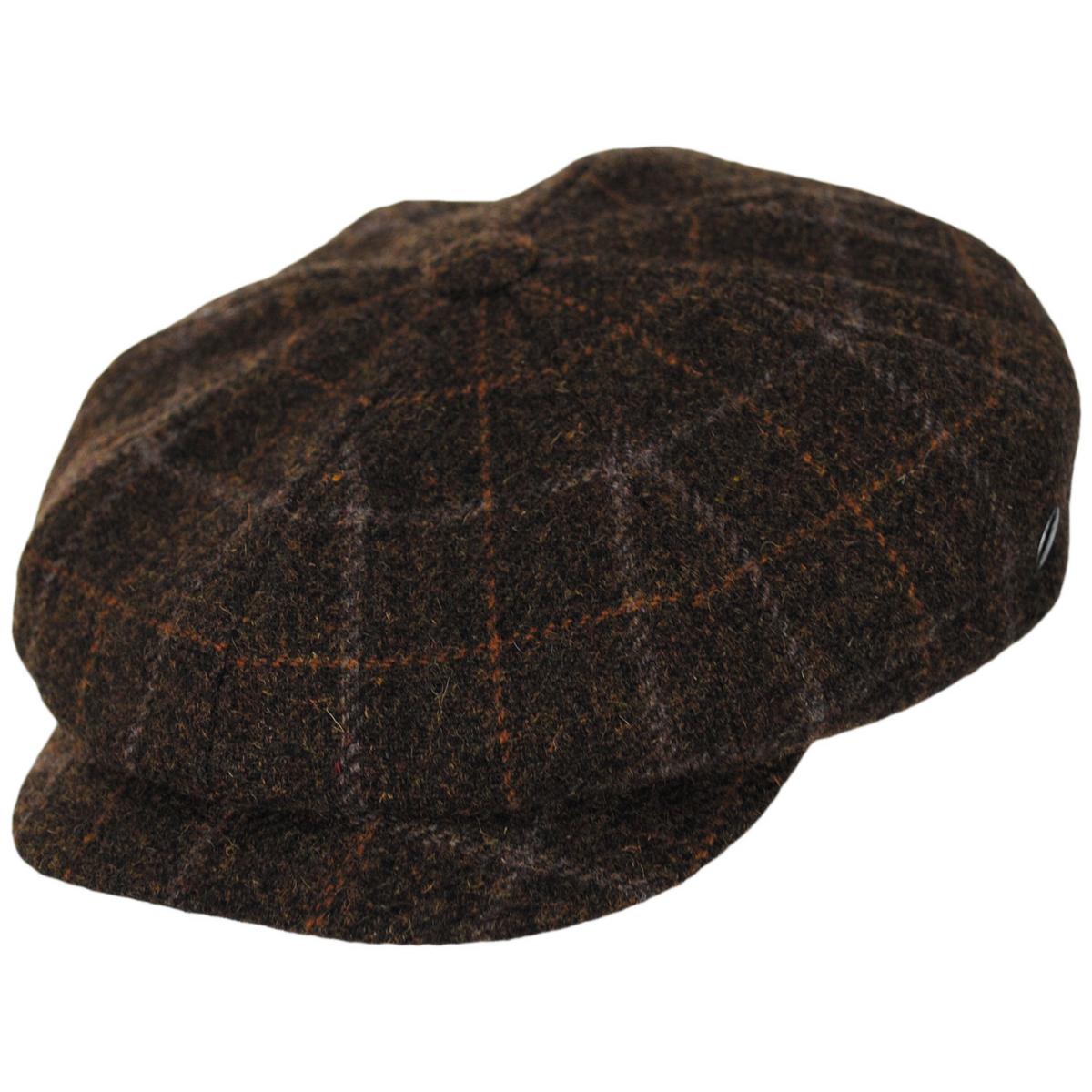 City Sport Caps | Windowpane Plaid Virgin Wool Newsboy Cap | 175051 | lead | BROWN
