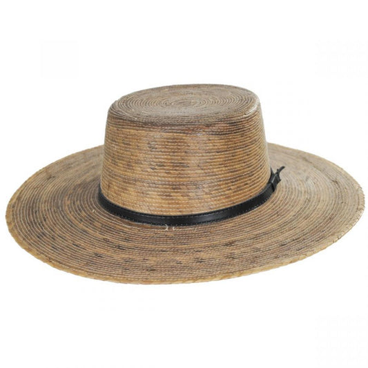 Jeanne Simmons | Palm Straw Boater Hat | 101749 | lead | DARK NATURAL