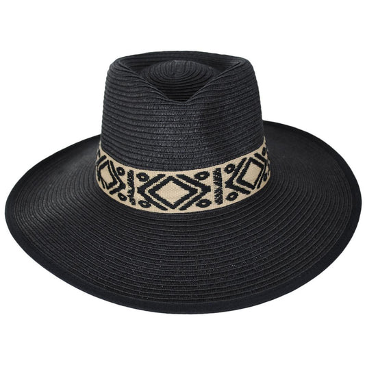 Jeanne Simmons | Peyote Toyo Straw Rancher Fedora Hat | 101701 | front | BLACK