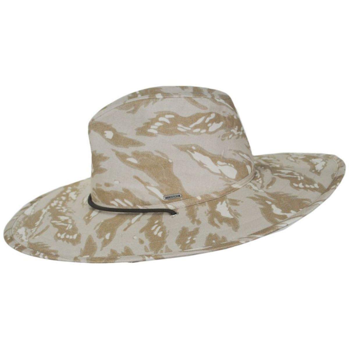 BRIXTON HATS | Field Camouflage Cotton Aussie Sun Hat - Off White | 402613OW | profile | OFF WHITE