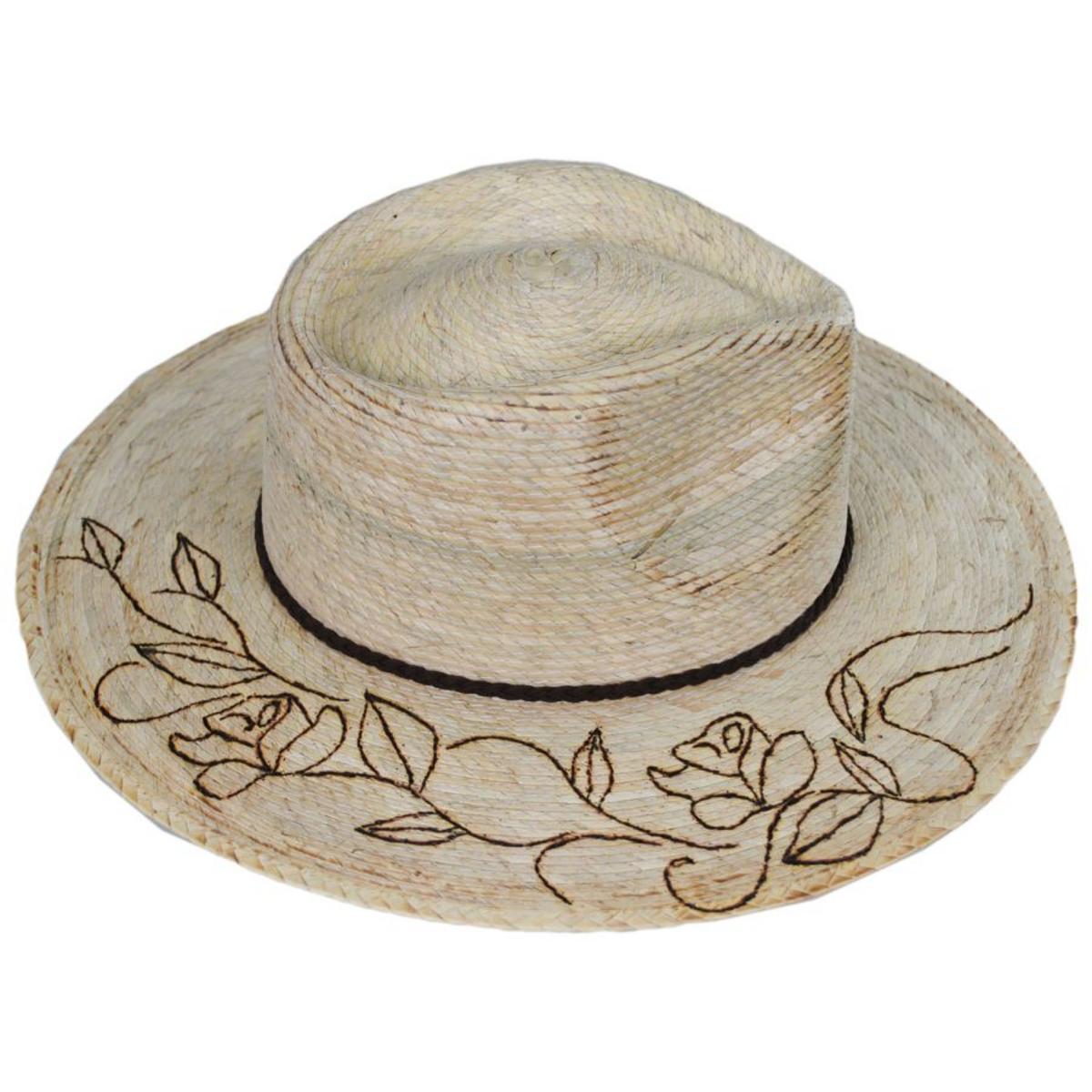 V.C. Mateo Palm Straw Floral Brand Rancher Hat