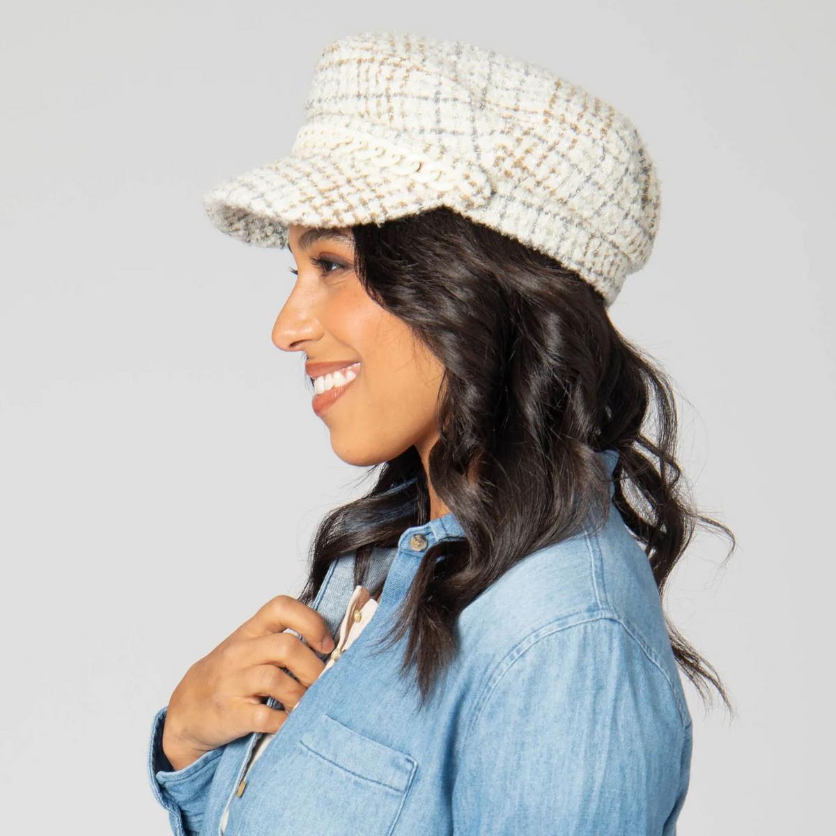 San Diego Hat Company | Emmy Lou Tweed Cabbie Cap | 108655 | lsfone | IVORY