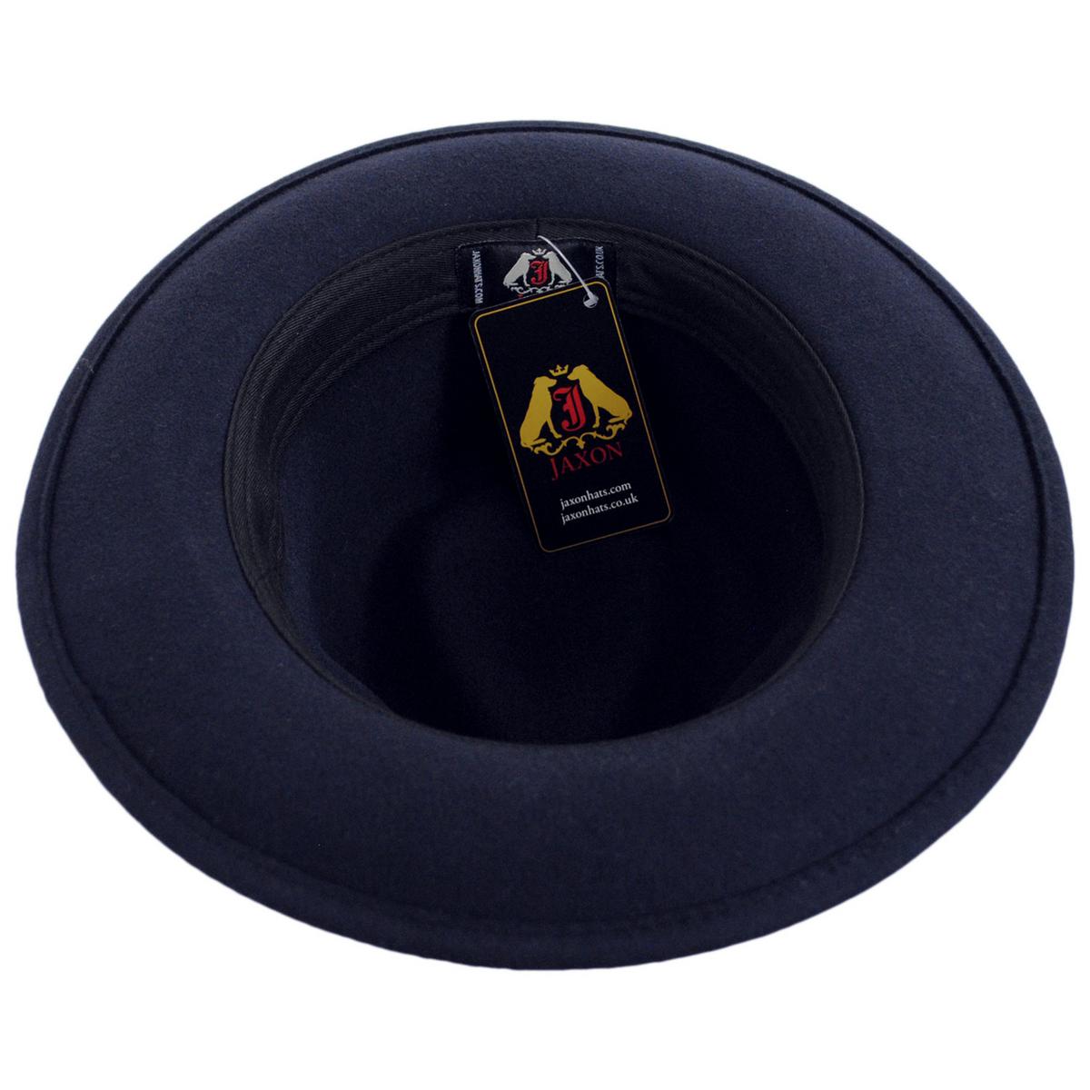 Jaxon Hats | C-Crown Crushable Wool Felt Fedora Hat | 135003 | under | NAVY BLUE