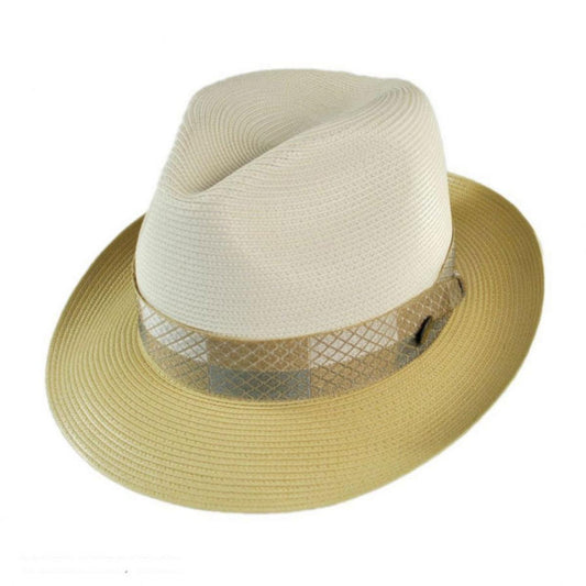 Stetson | Andover Florentine Milan Straw Fedora Hat | 126939 | lead | BEIGE/SAND