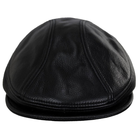 NEW YORK HAT CO | 1900 Lambskin Leather Ivy Cap | 161105 | front | BLACK