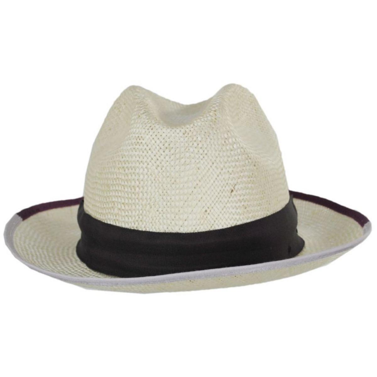 Bailey 1922 | Hesmond Sisal Litestraw Fedora Hat | 127869 | front | NATURAL/FUCHSIA