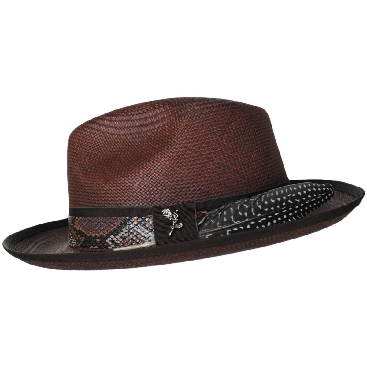 Carlos Santana | Blessing Distressed Panama Straw Fedora Hat | 129804 | profile | DISTRESSED BROWN