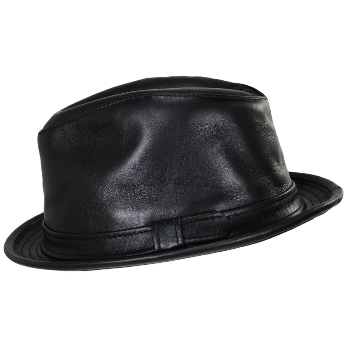 NEW YORK HAT CO | Lambskin Leather Fedora Hat | 142007 | profile | BLACK