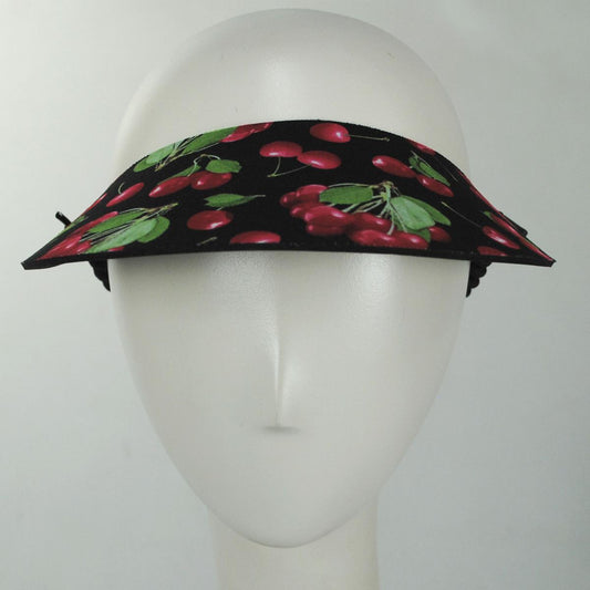 The Incredible Sunvisor | Springlace Cherries Sunvisor | 196363 | front | BLACK/RED