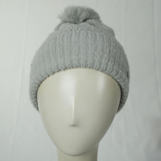 Scala | Luciane Pom Satin Beanie Hat | 500049 | front | GREY