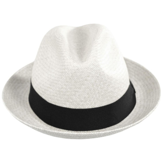 Jaxon Hats | Wholesale Panama Straw Trilby Fedora Hat B2B Pre-Pack | B2B127106 | front | BLEACH