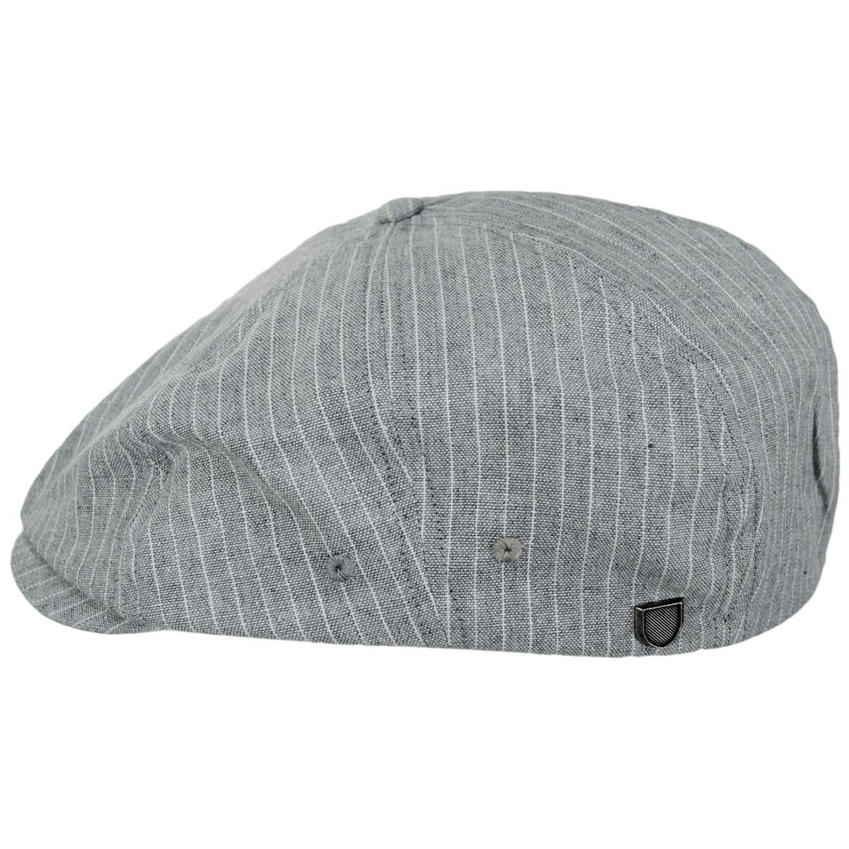 BRIXTON HATS | Brood Lightweight Cotton Chambray Striped Newsboy Cap | 161563 | profile | LIGHT GREY/WHITE STRIPE CHAMBRAY