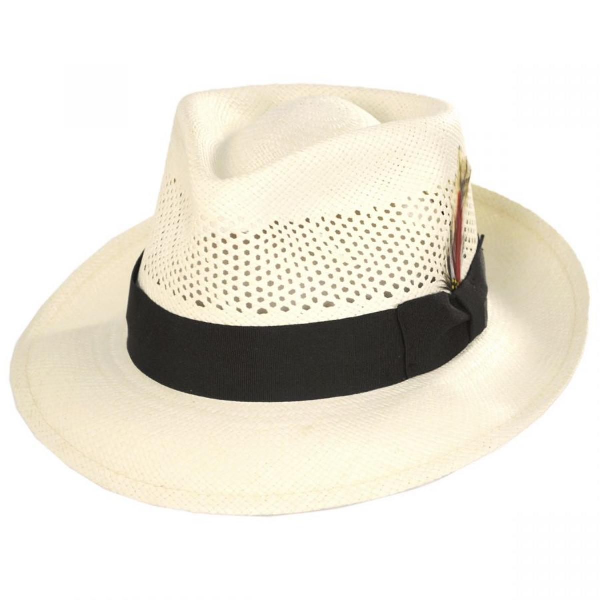 Stefeno Hats | Vented Crown Panama Straw Fedora Hat | 129701 | lead | BLEACH