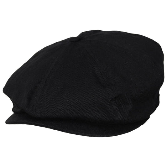 BRIXTON HATS | Baby Brood Tonal Herringbone Cotton Newsboy Cap | 510200 | lead | BLACK