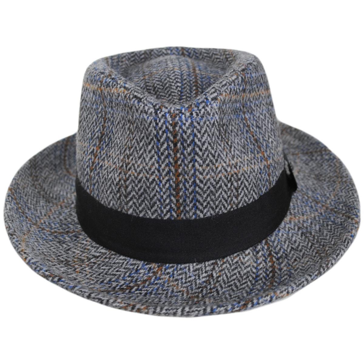 Scala | Barry Wool Blend Tweed Fedora Hat | 140170 | front | GREY