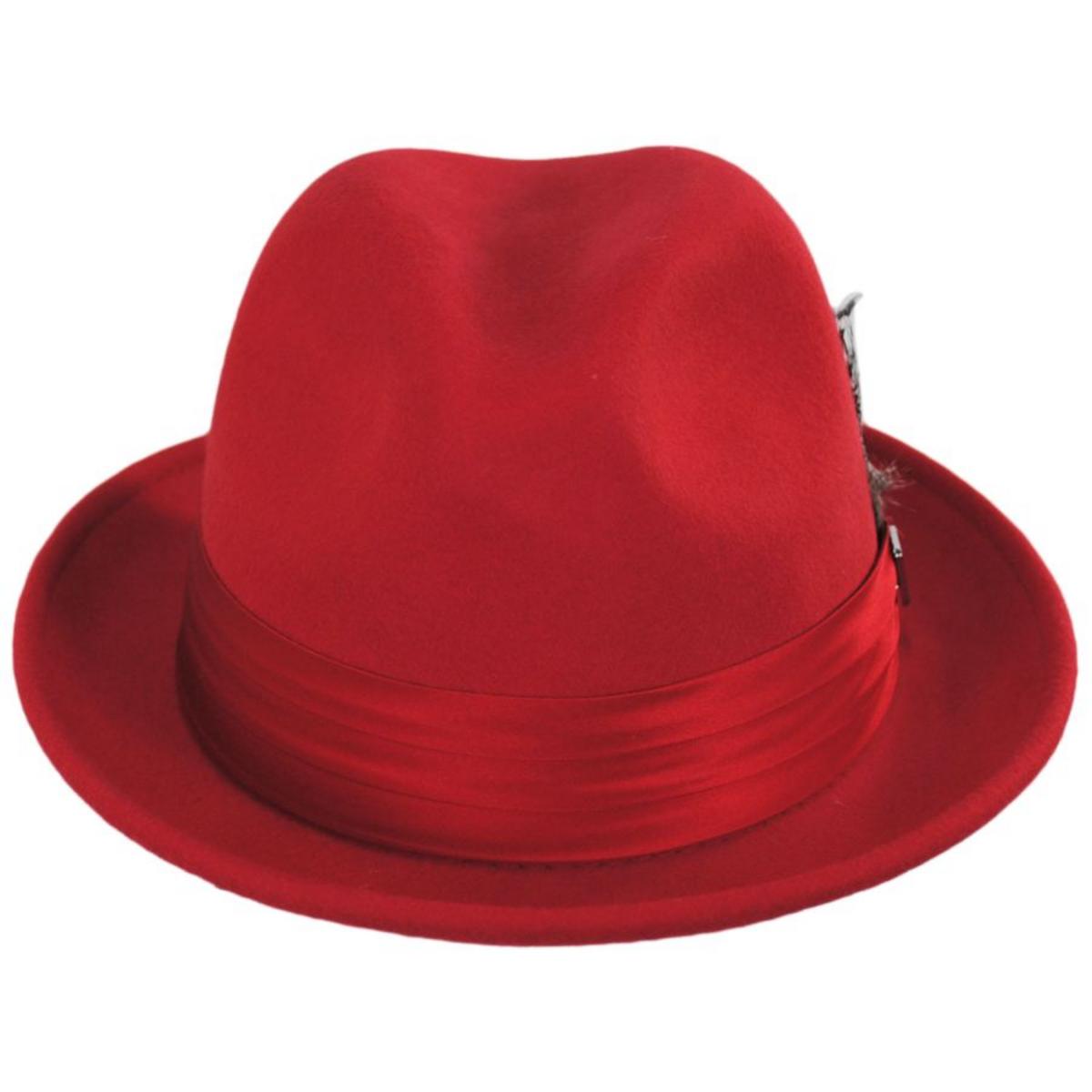 Stacy Adams | Crushable Wool Felt Fedora Hat | 130456 | front | RED
