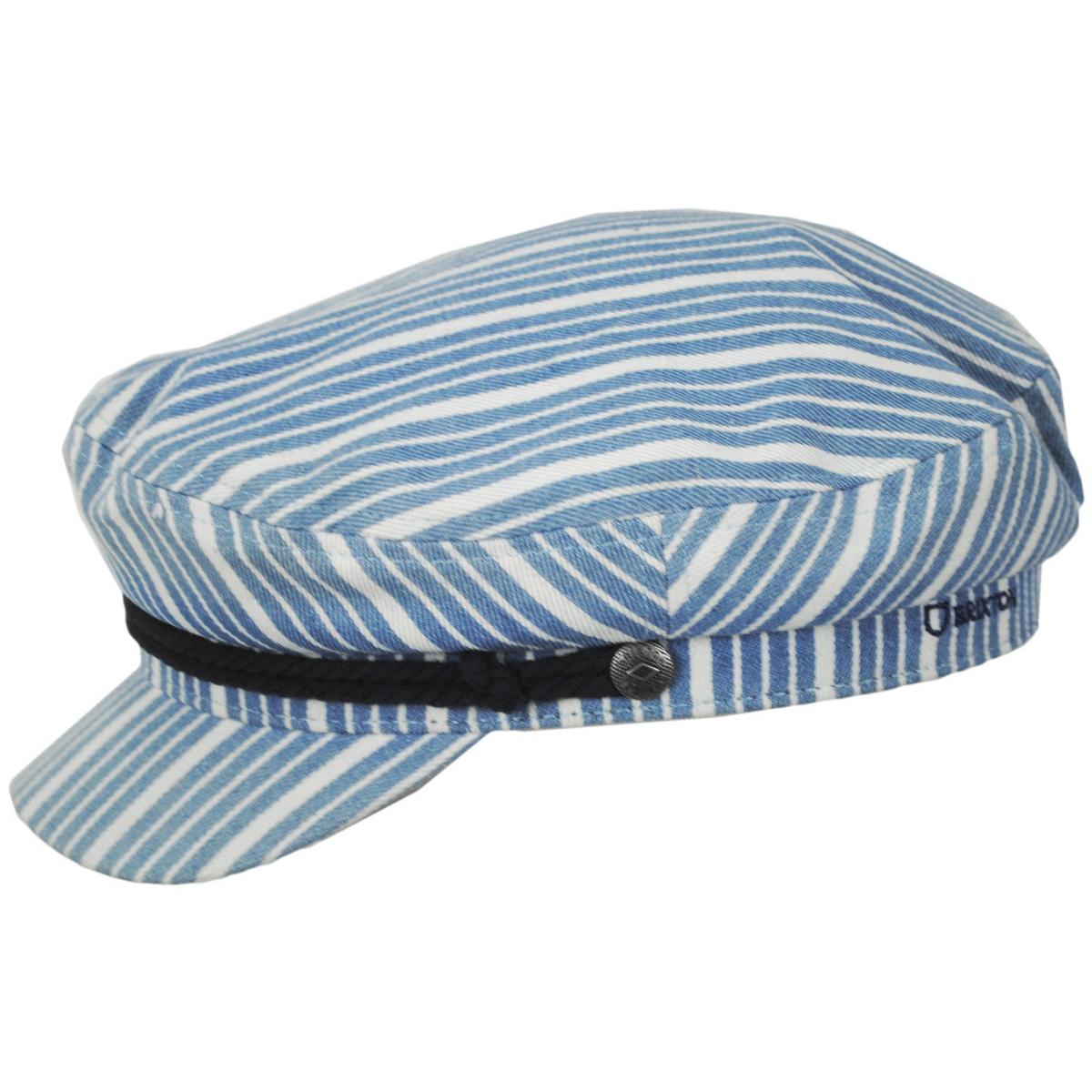 BRIXTON HATS | Striped Cotton Fiddler Cap | 181319 | profile | DENIM STRIPE
