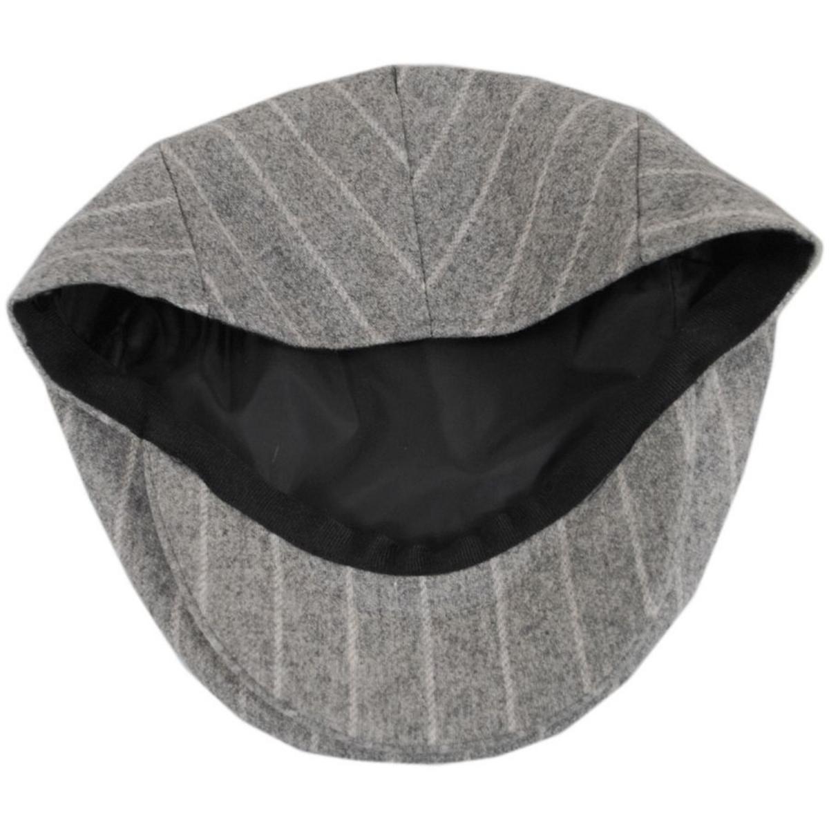 Baskerville Hat Company | Regency Wool Pinstripe Ivy Cap | 167669 | under | SILVER