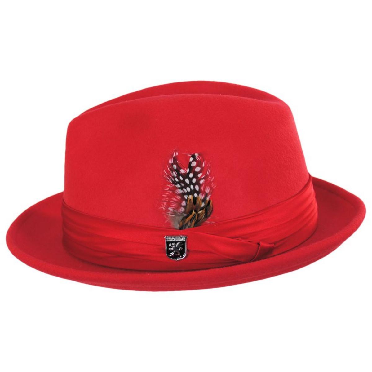 Stacy Adams | Crushable Wool Felt Fedora Hat | 130456 | profile | RED