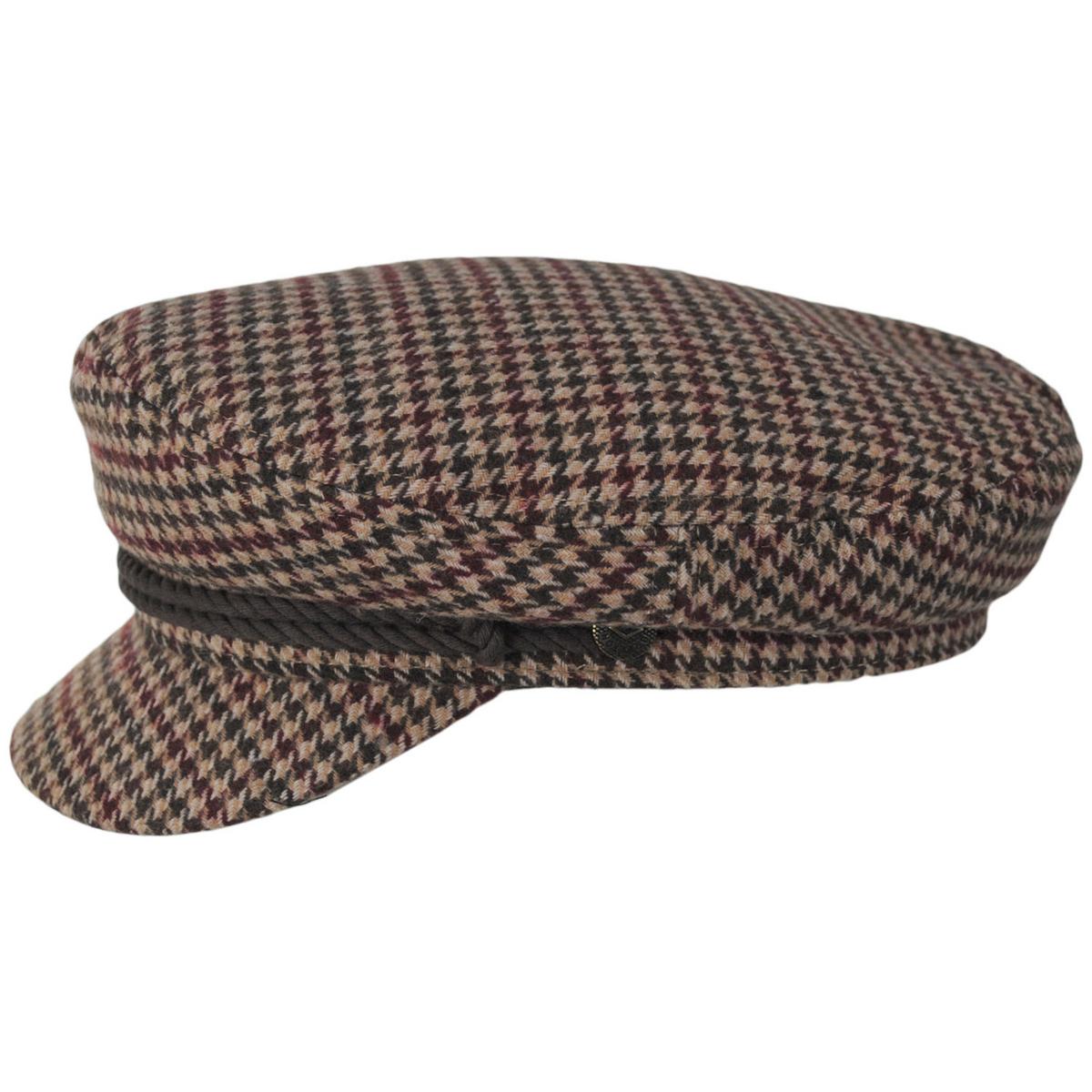 BRIXTON HATS | Wool Blend Houndstooth Fiddler Cap | 181303 | profile | TIGER'S EYE/BROWN