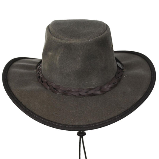 Barmah | Waxed Cotton Canvas Drover Foldaway Hat | 400903 | front | FIELD TAN