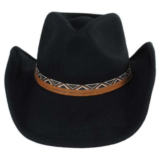 Scala | Motya Wool Felt Western Hat | 123579 | front | BLACK