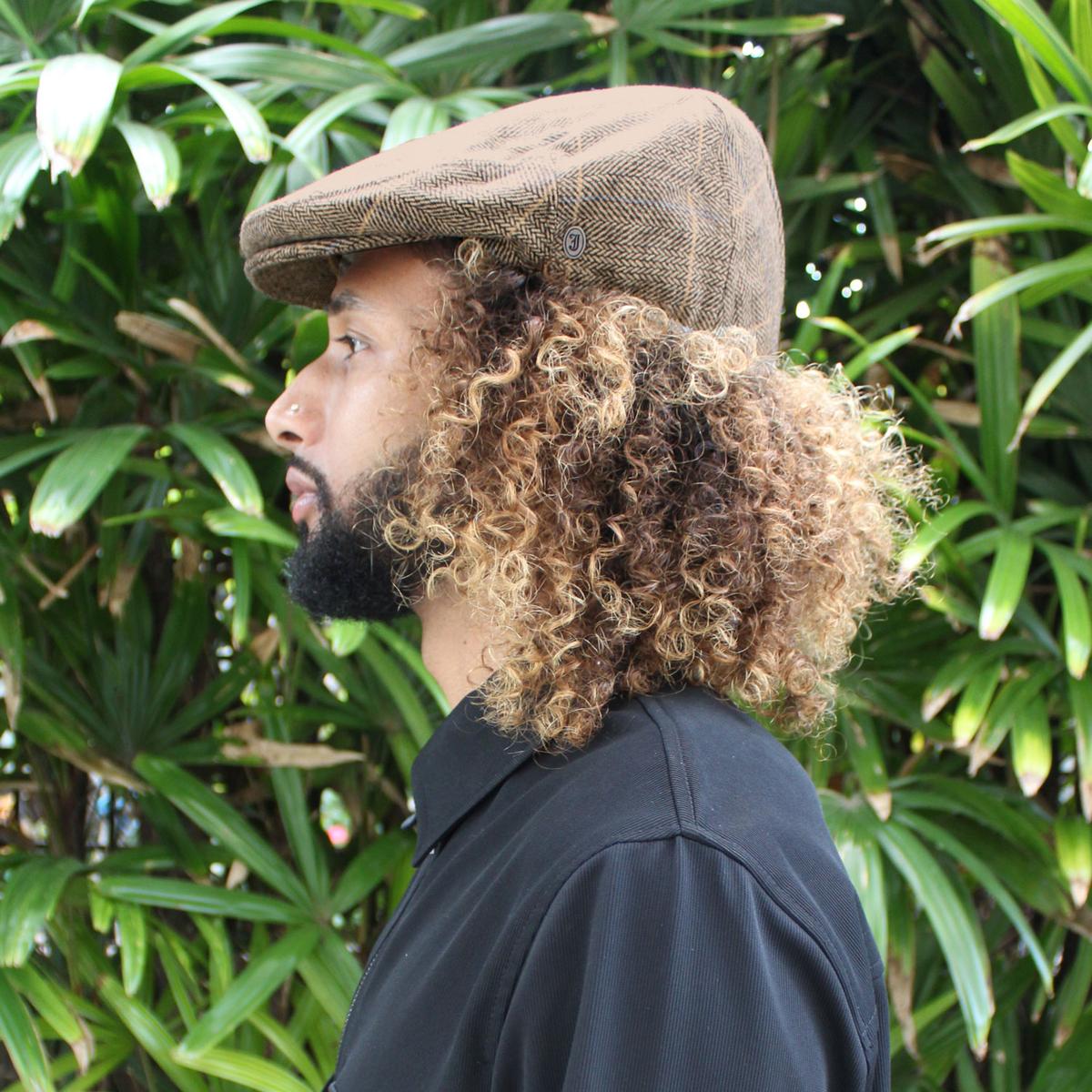 Jaxon Hats | Croydon Herringbone Plaid Wool Blend Ivy Cap | 167748 | lsmone | TAN