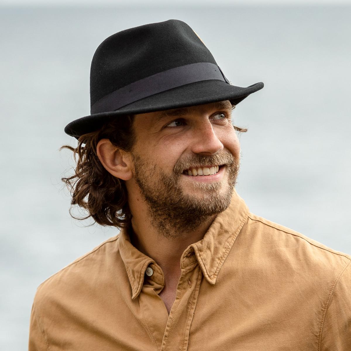 Jaxon Hats | Blues Crushable Wool Felt Trilby Fedora Hat | 132020 | lsmtwo | BLACK