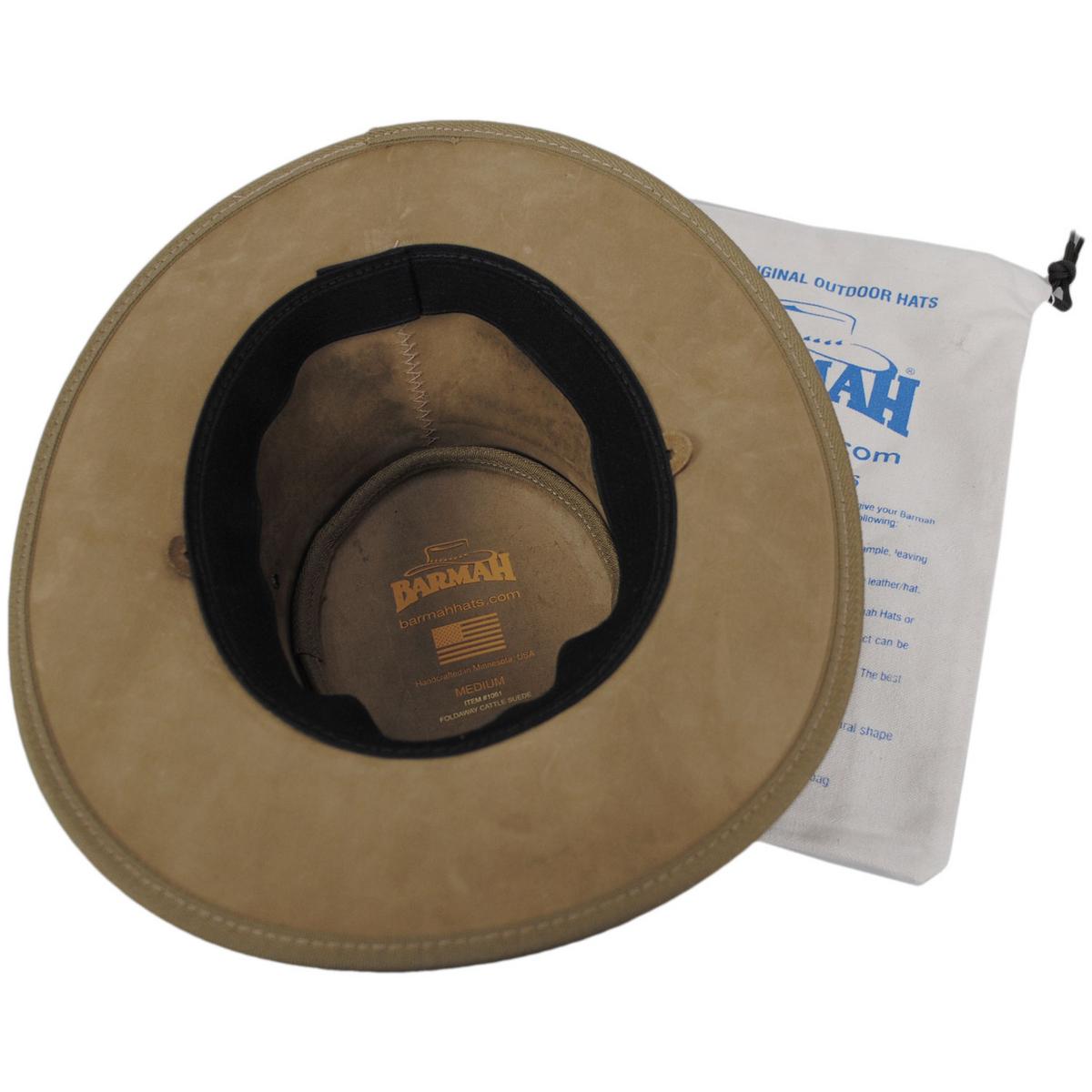 Barmah | Cattle Suede Leather Foldaway Drover Hat | 400902 | under | HICKORY