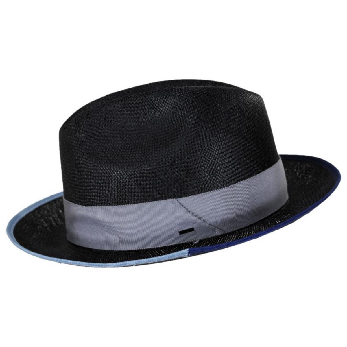 Bailey 1922 | Hesmond Sisal Litestraw Fedora Hat | 127869 | profile | BLACK/BLUE
