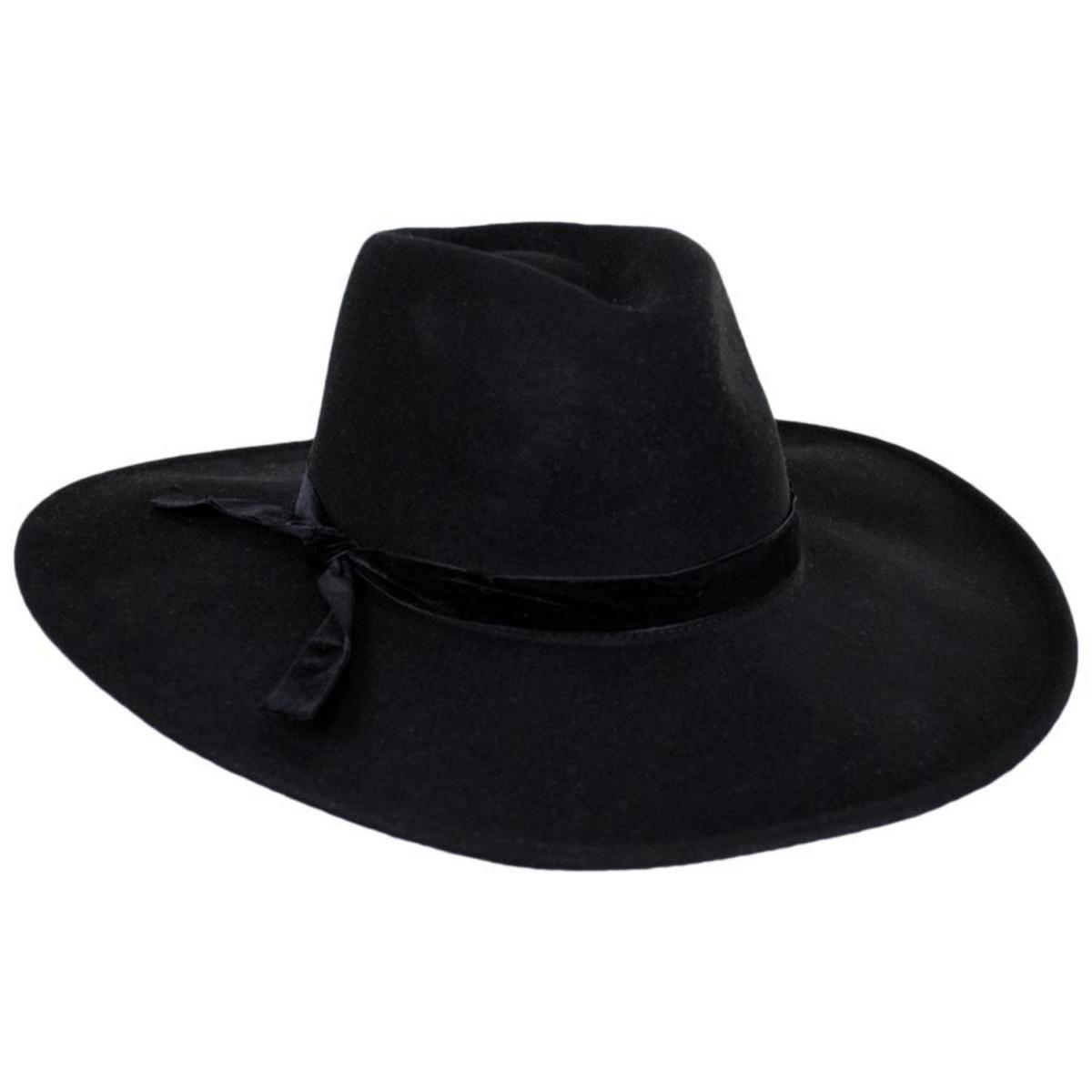 Scala | Calista Wide Brim Wool Felt Fedora Hat | 123420 | lead | BLACK