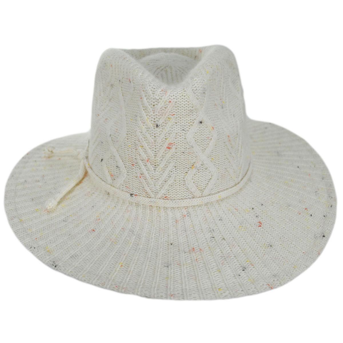 Scala | Arana Cable Knit Fedora Hat | 106420 | front | IVORY
