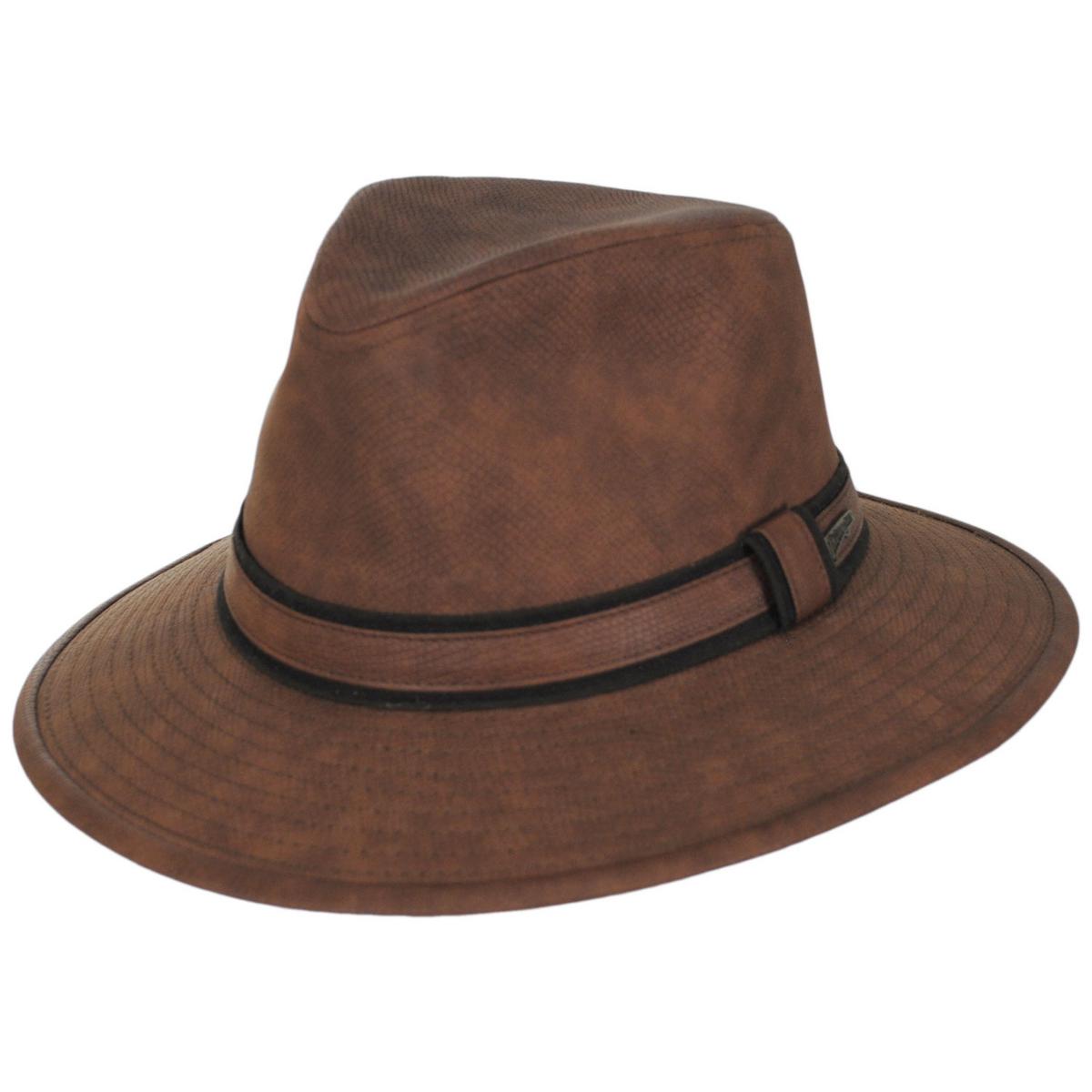Indiana Jones | Officially Licensed Kali Ma Vegan Leather Safari Fedora Hat | 140174 | lead | BROWN