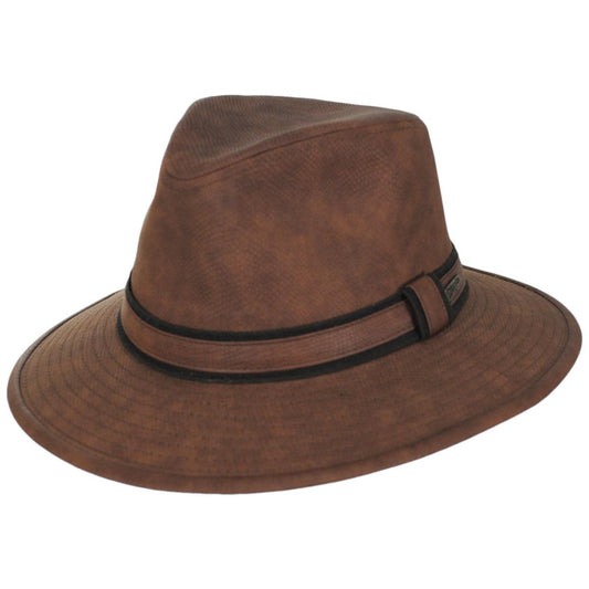 Indiana Jones | Officially Licensed Kali Ma Vegan Leather Safari Fedora Hat | 140174 | lead | BROWN
