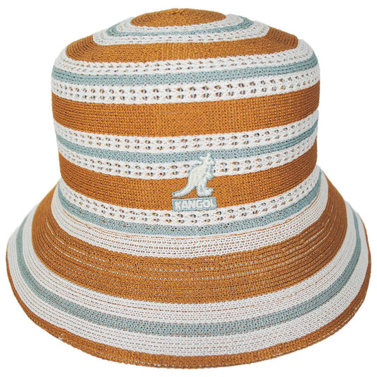 Kangol | Resort Stripe Lahinch Bucket Hat | 185845 | front | RUSTIC CARAMEL MULTI