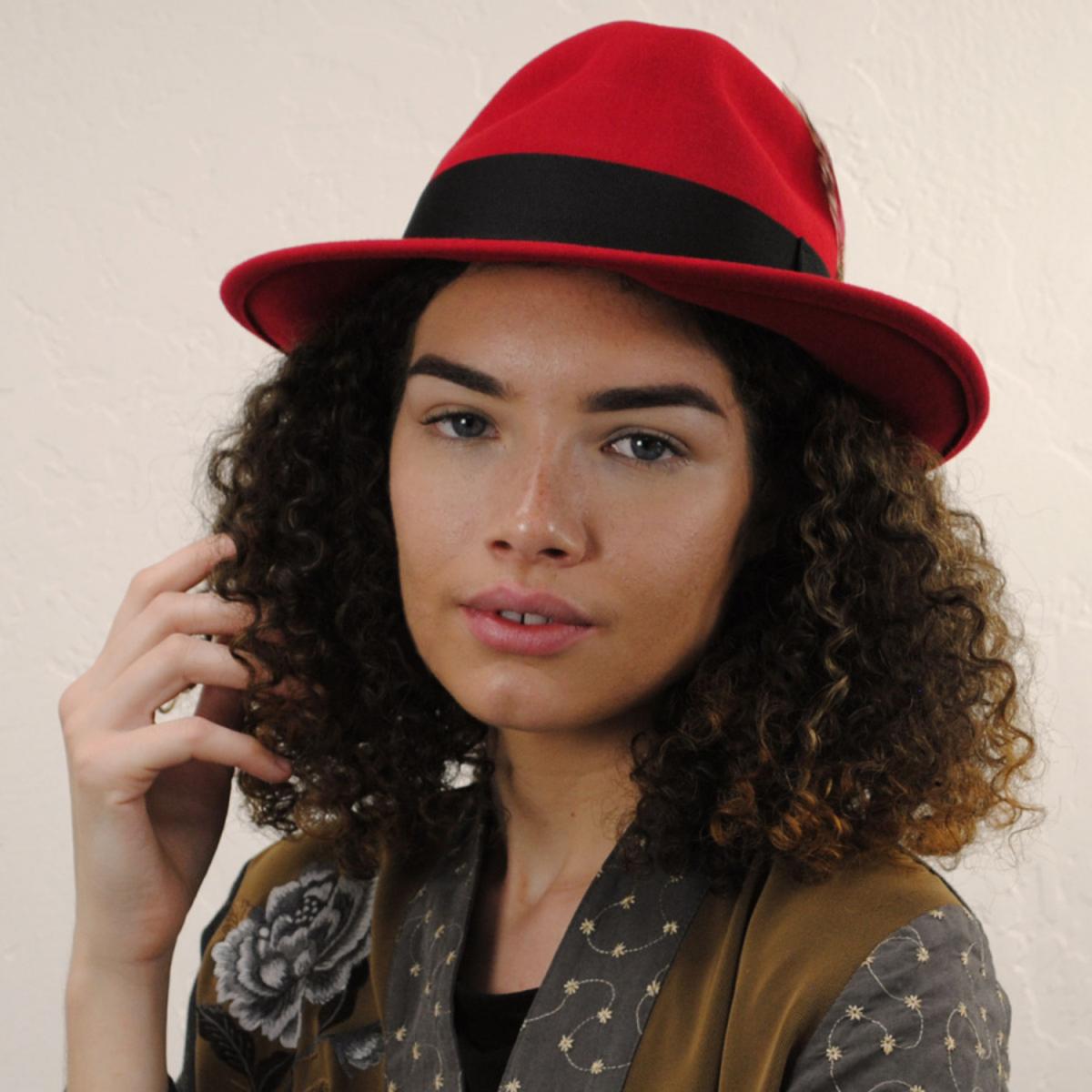 Jaxon Hats | Pachuco Crushable Wool Felt Fedora Hat - Red | 135008 | lsftwo | RED