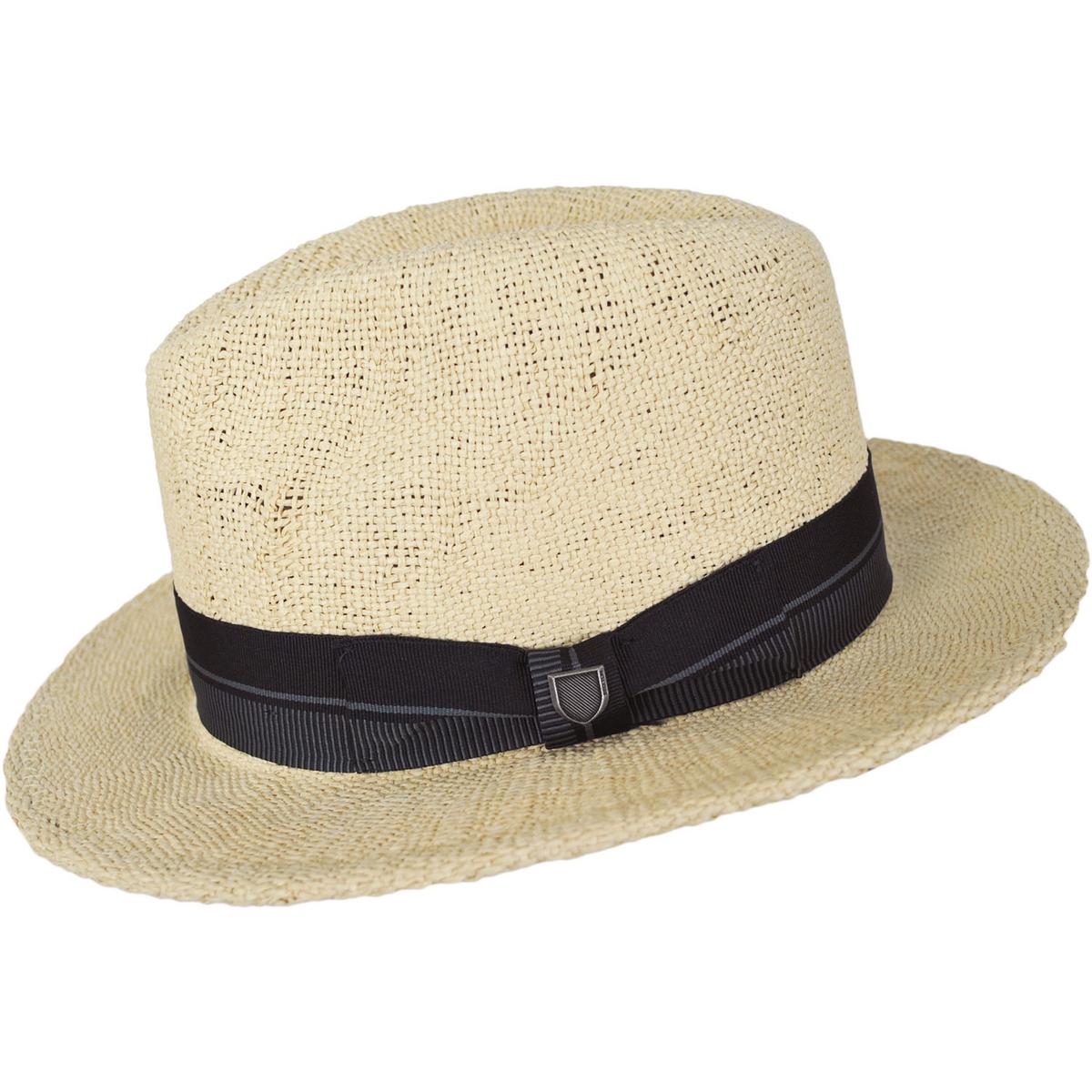 BRIXTON HATS | Roma Bangora Straw Fedora Hat | 128362 | profile | NATURAL/BLACK