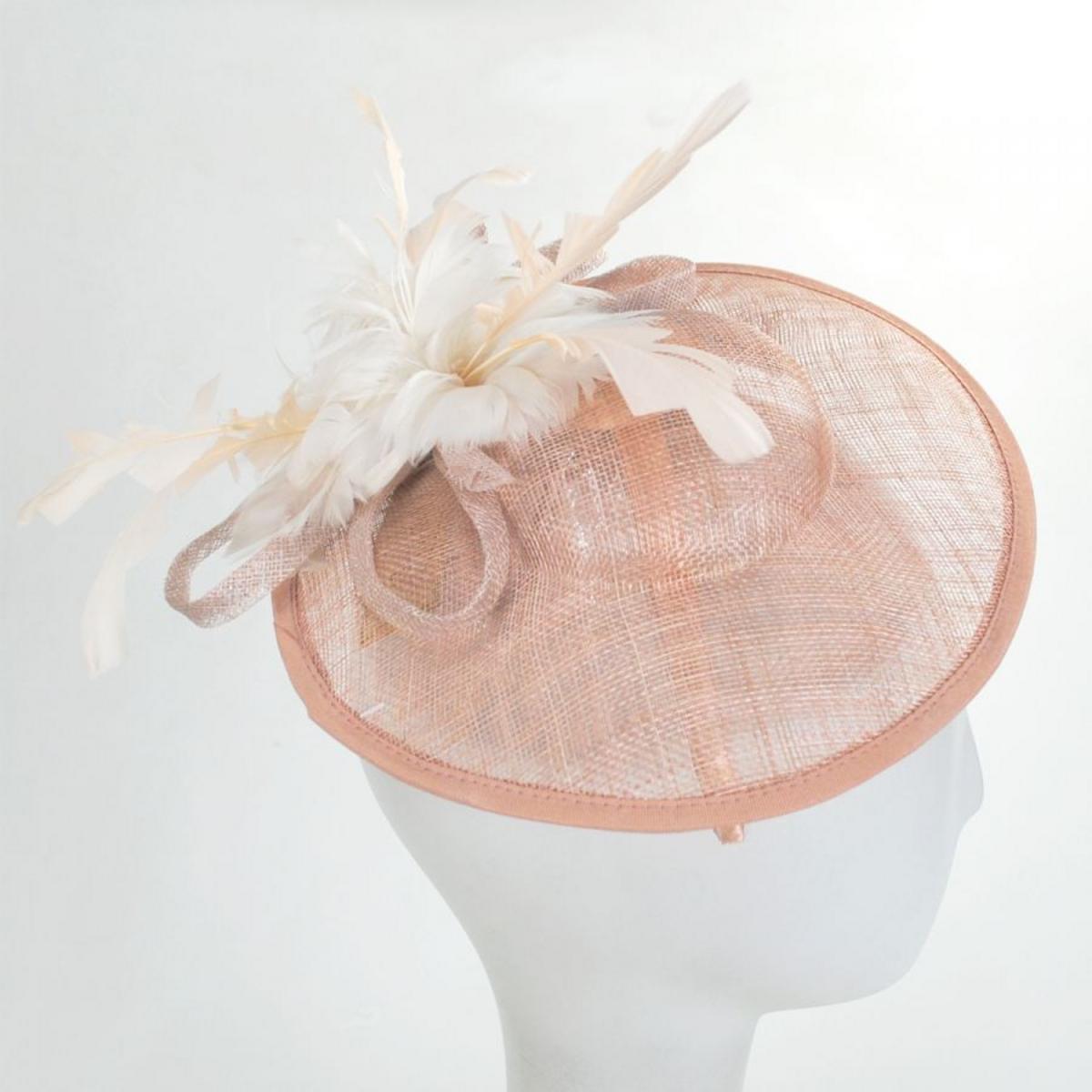 Feather Flower Dish Sinamay Straw Fascinator Hat