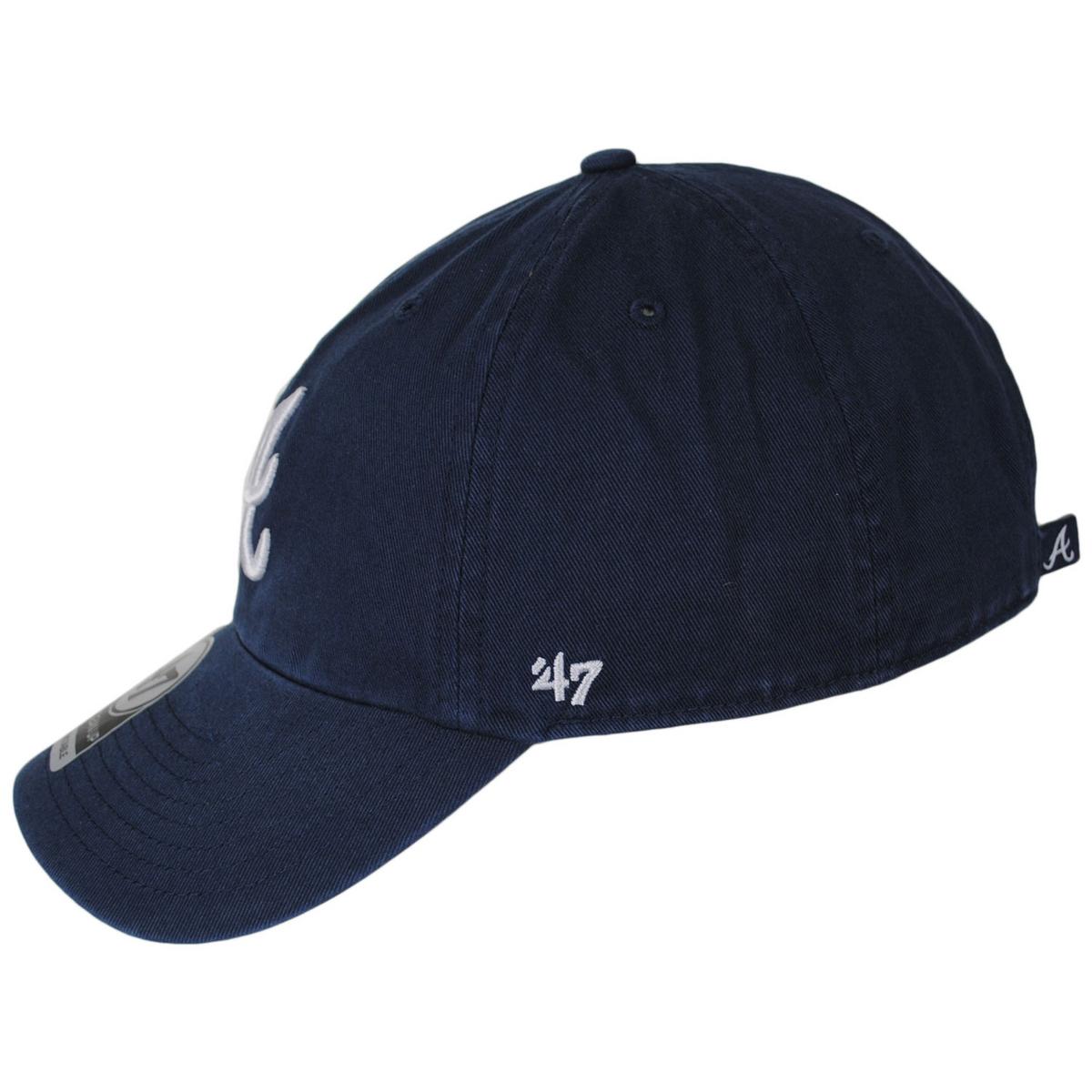 47 Brand | Atlanta Braves MLB Clean Up Strapback Baseball Cap Dad Hat | 203249 | profile | NAVY