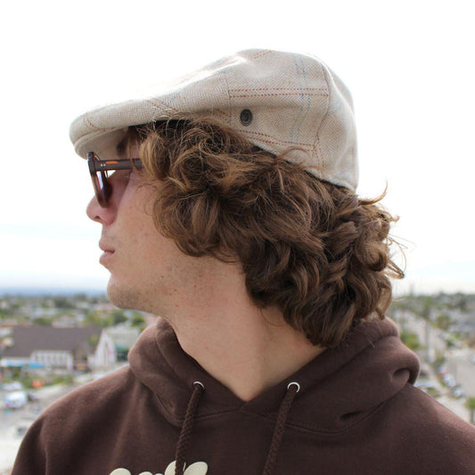 Jaxon Hats | Skyline Herringbone Overcheck Wool Blend Ivy Cap | 167577 | lsmone | BEIGE