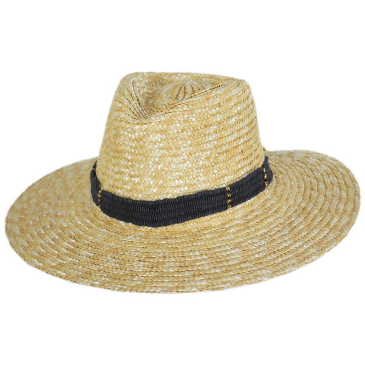 NIKKI BEACH | Alessia Milan Straw Fedora Hat | 102796 | lead | NATURAL/NAVY