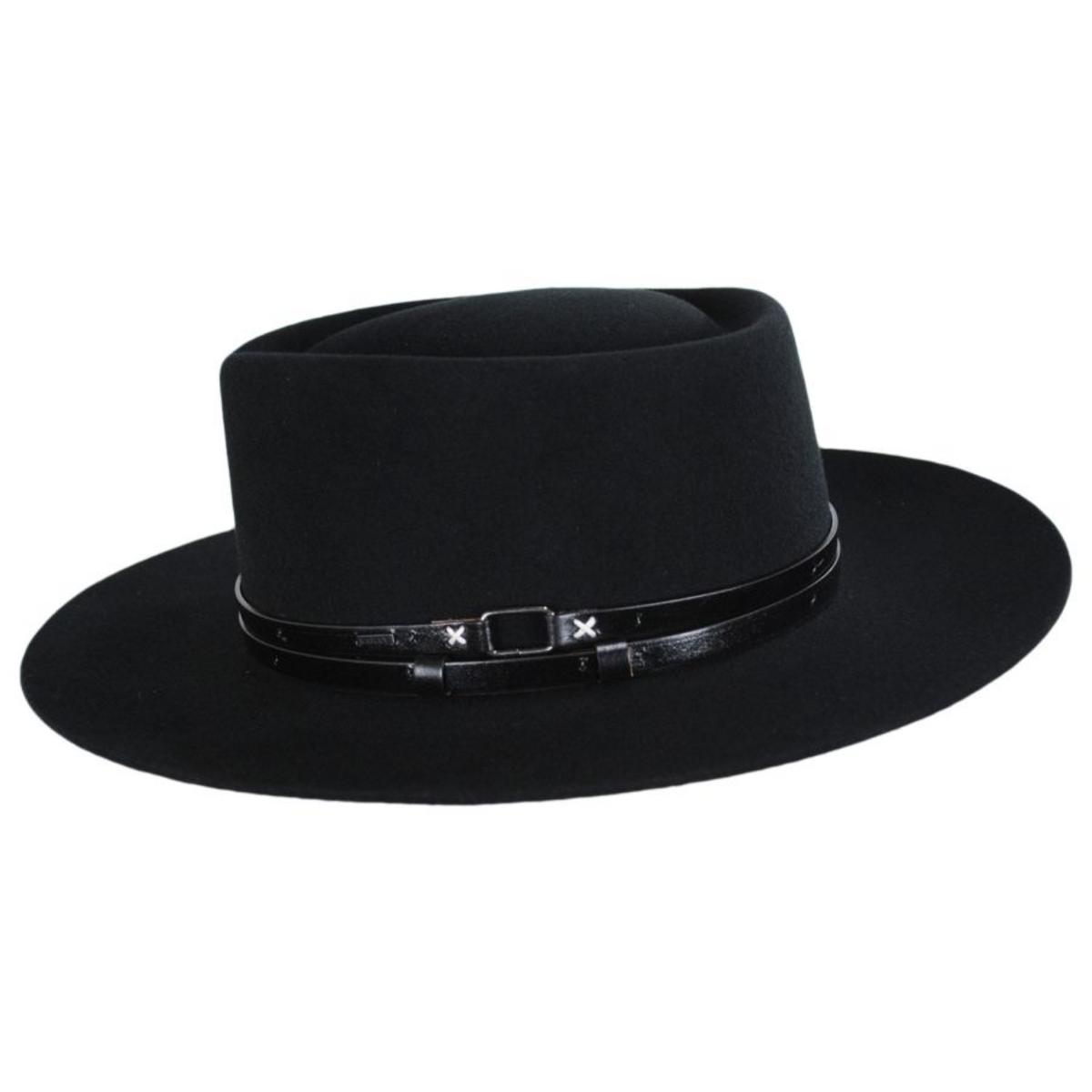 Bailey 1922 | Lang Elite Wool Felt Gambler Hat | 130393 | profile | BLACK