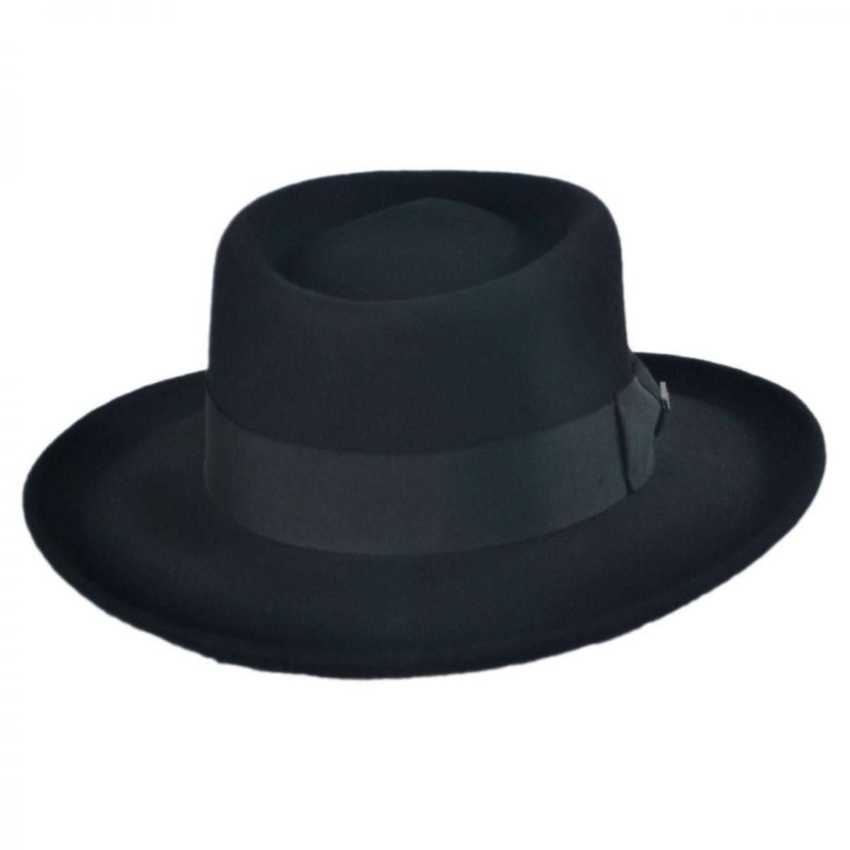 Jaxon Hats | Crushable Wool Felt Gambler Hat | 132003 | front | BLACK