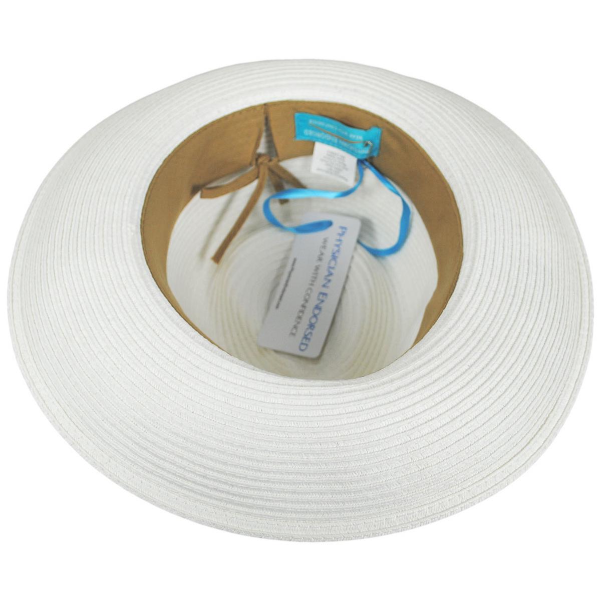 Physician Endorsed | Sadie Toyo Straw Fedora Hat | 102667 | under | WHITE/NAVY