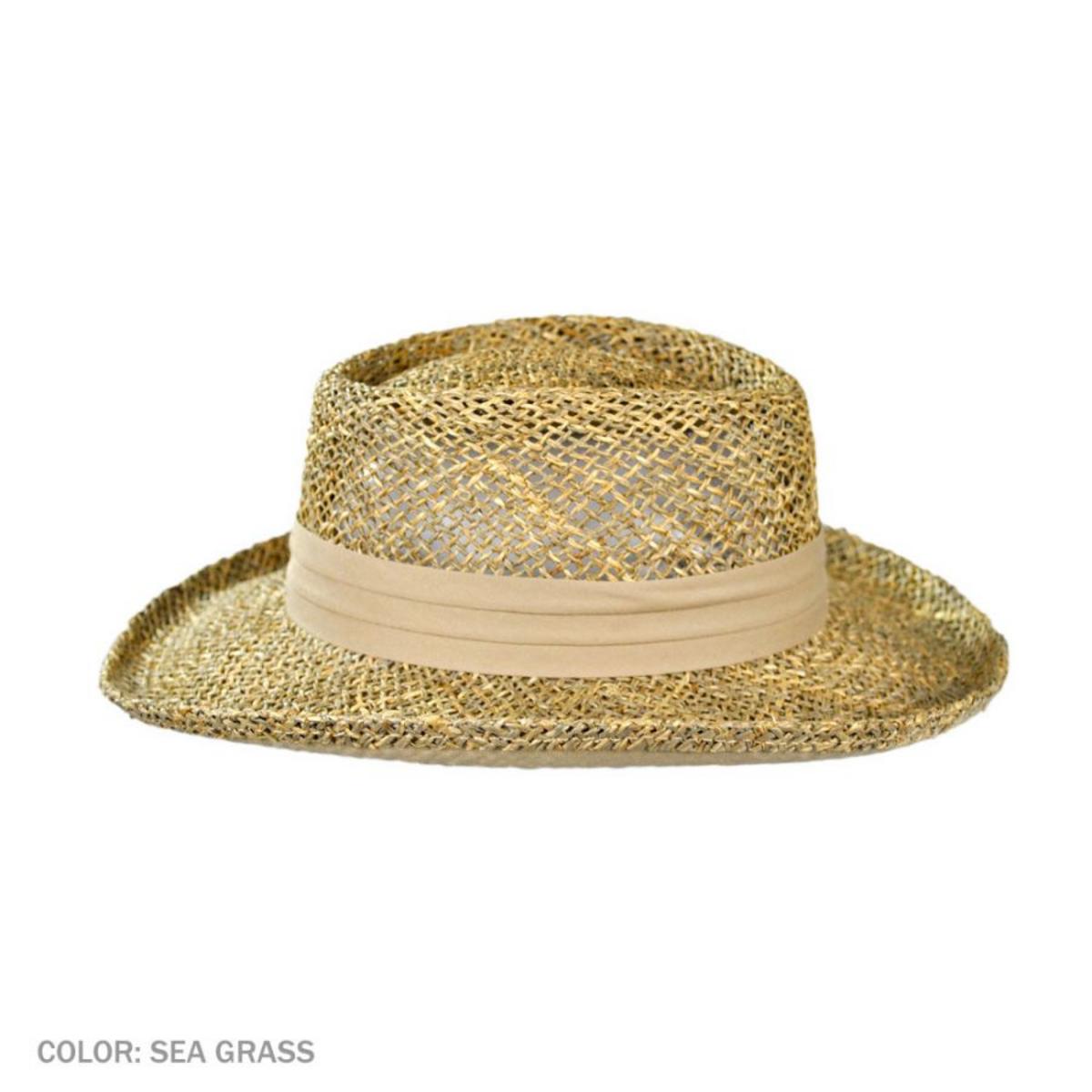 Jaxon Hats | Pebble Beach Seagrass Straw Gambler Hat | 129907 | under | SEAGRASS
