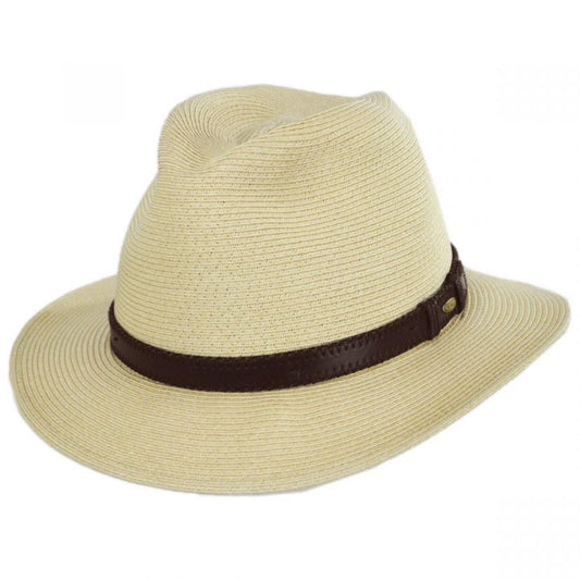 Scala | Augusta Crushable Toyo Braid Safari Fedora Hat | 126346 | lead | NATURAL